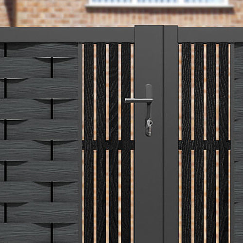Ripple Aspen Straight Top Driveway Gate - Dark Grey - Middle & End Screen