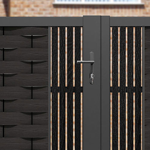 Ripple Aspen Straight Top Driveway Gate - Dark Oak - Middle & End Screen