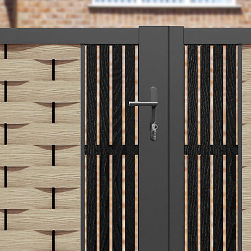 Ripple Aspen Straight Top Driveway Gate - Light Oak - Middle Screen