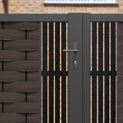 Ripple Aspen Straight Top Driveway Gate - Mid Brown - Middle Screen