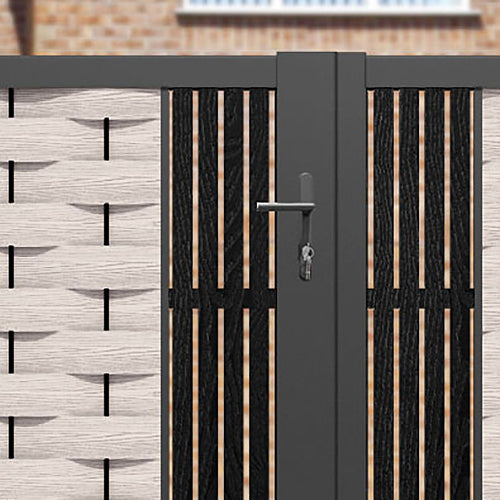 Ripple Aspen Straight Top Driveway Gate - Mid Stone - Middle & End Screen