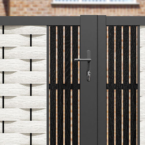 Ripple Aspen Straight Top Driveway Gate - Light Stone - Middle Screen