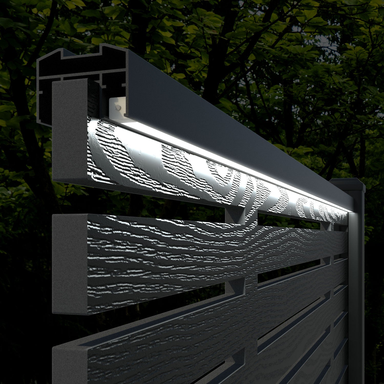 Fusion Aspen Fence Panel - Dark Oak - with our composite posts