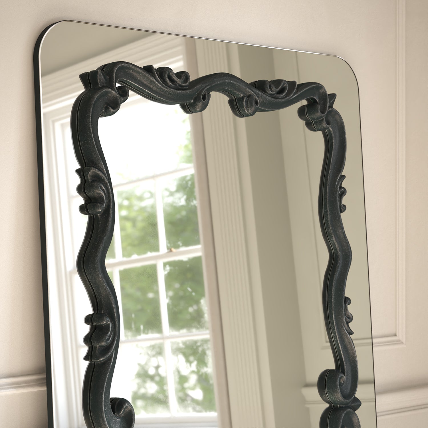Atelier Frame Within Rounded Rectangle Full-Length Leaner Mirror - with LED