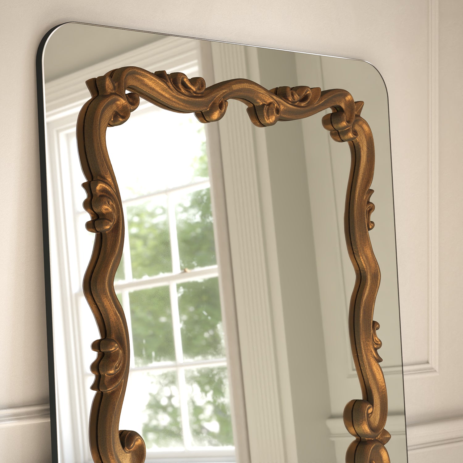Atelier Frame Within Rounded Rectangle Full-Length Leaner Mirror - with LED