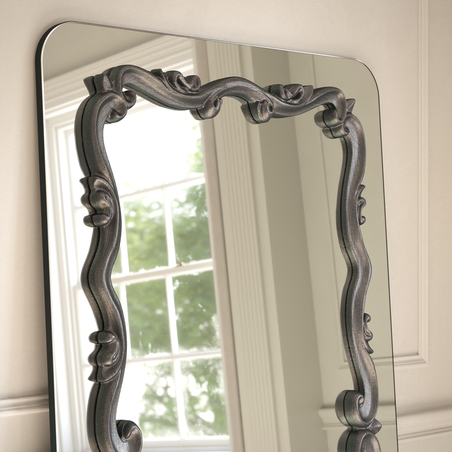 Atelier Frame Within Rounded Rectangle Full-Length Leaner Mirror - with LED