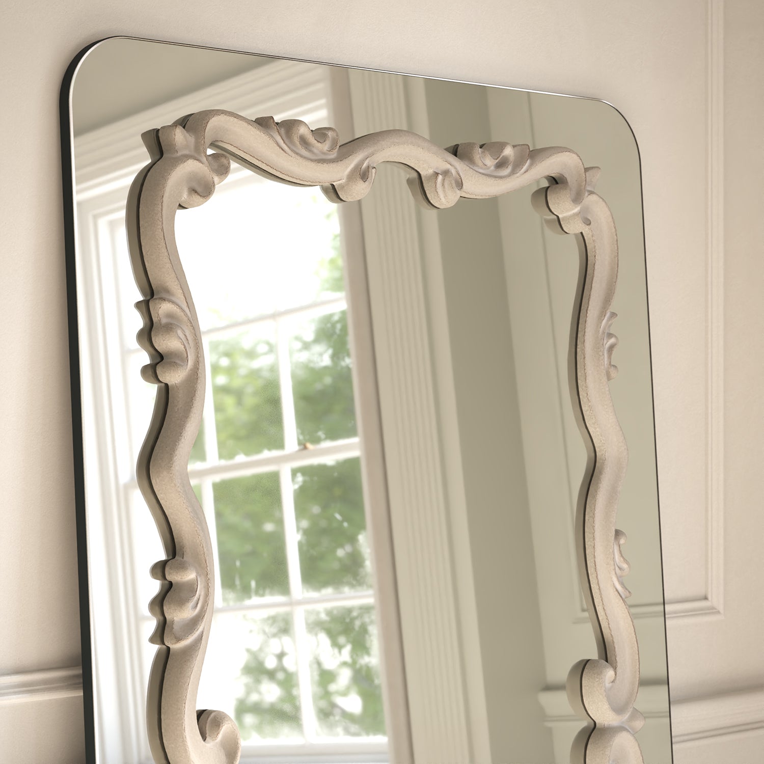 Atelier Frame Within Rounded Rectangle Full-Length Leaner Mirror - with LED