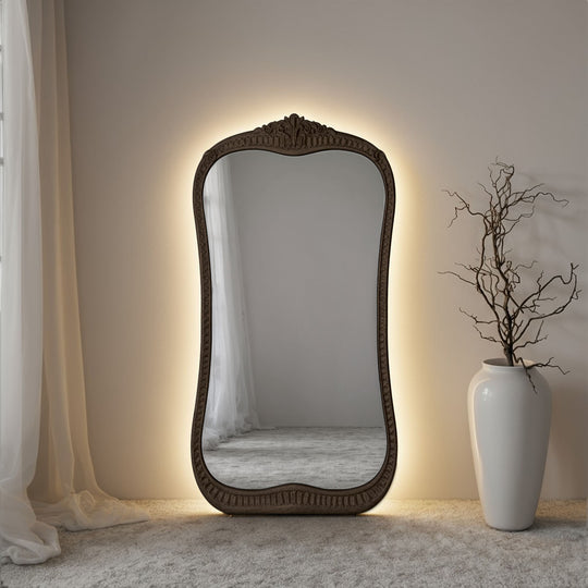 Barocco Framed Arched Full-Length Leaner Mirror - with LED