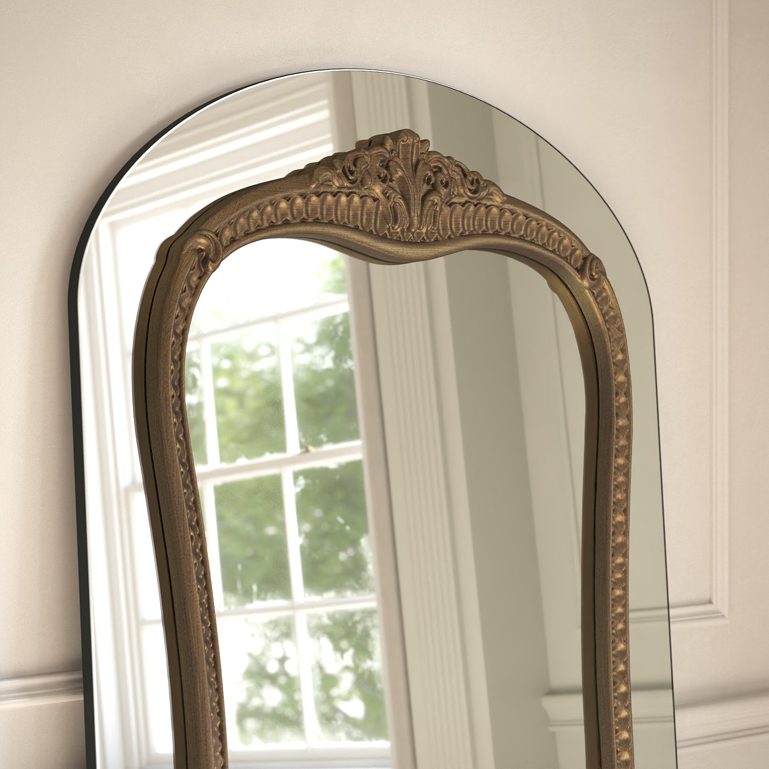 Barocco Frame Within Arched Full-Length Leaner Mirror