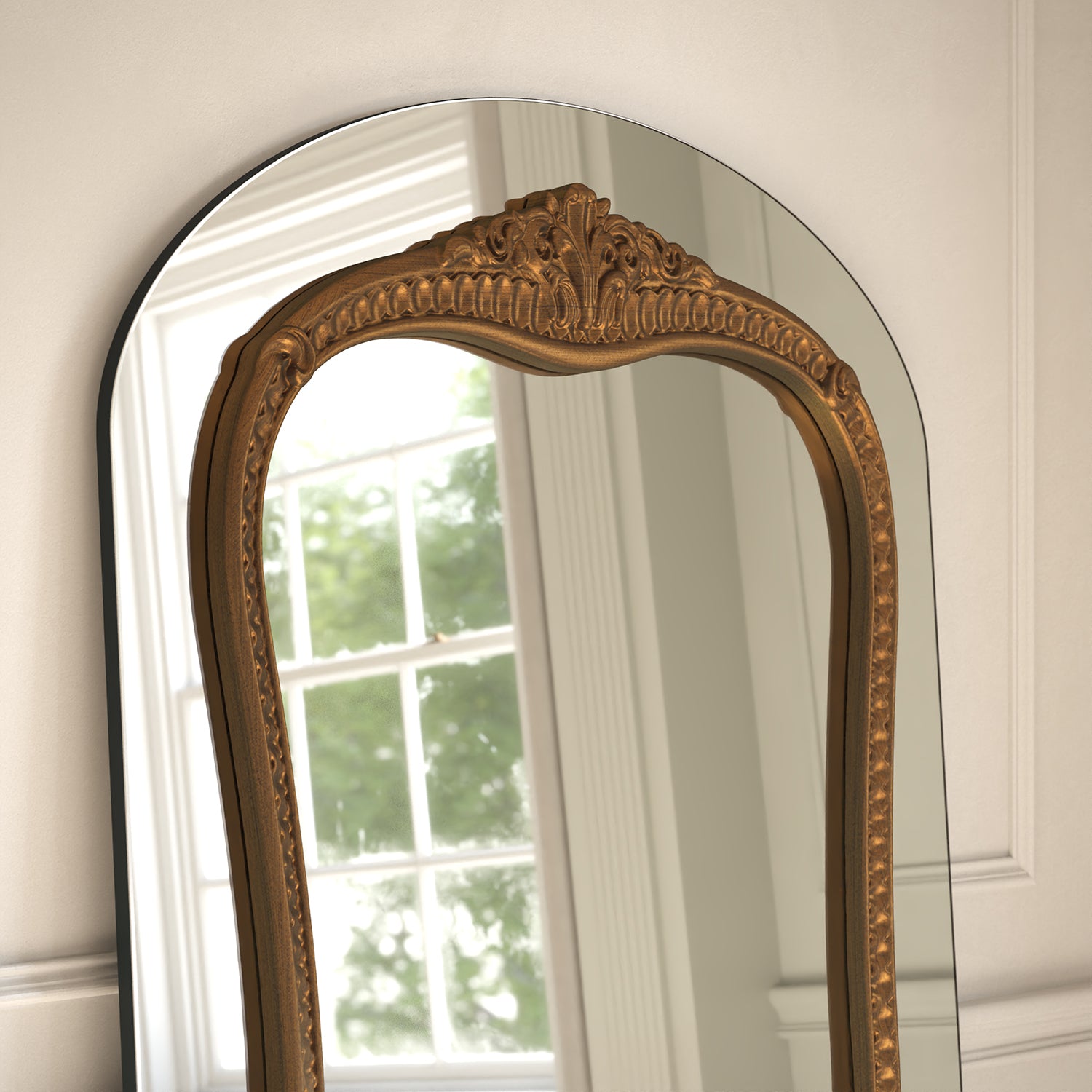 Barocco Frame Within Arched Full-Length Leaner Mirror