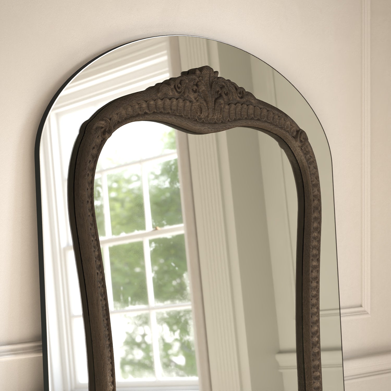 Barocco Frame Within Arched Full-Length Leaner Mirror