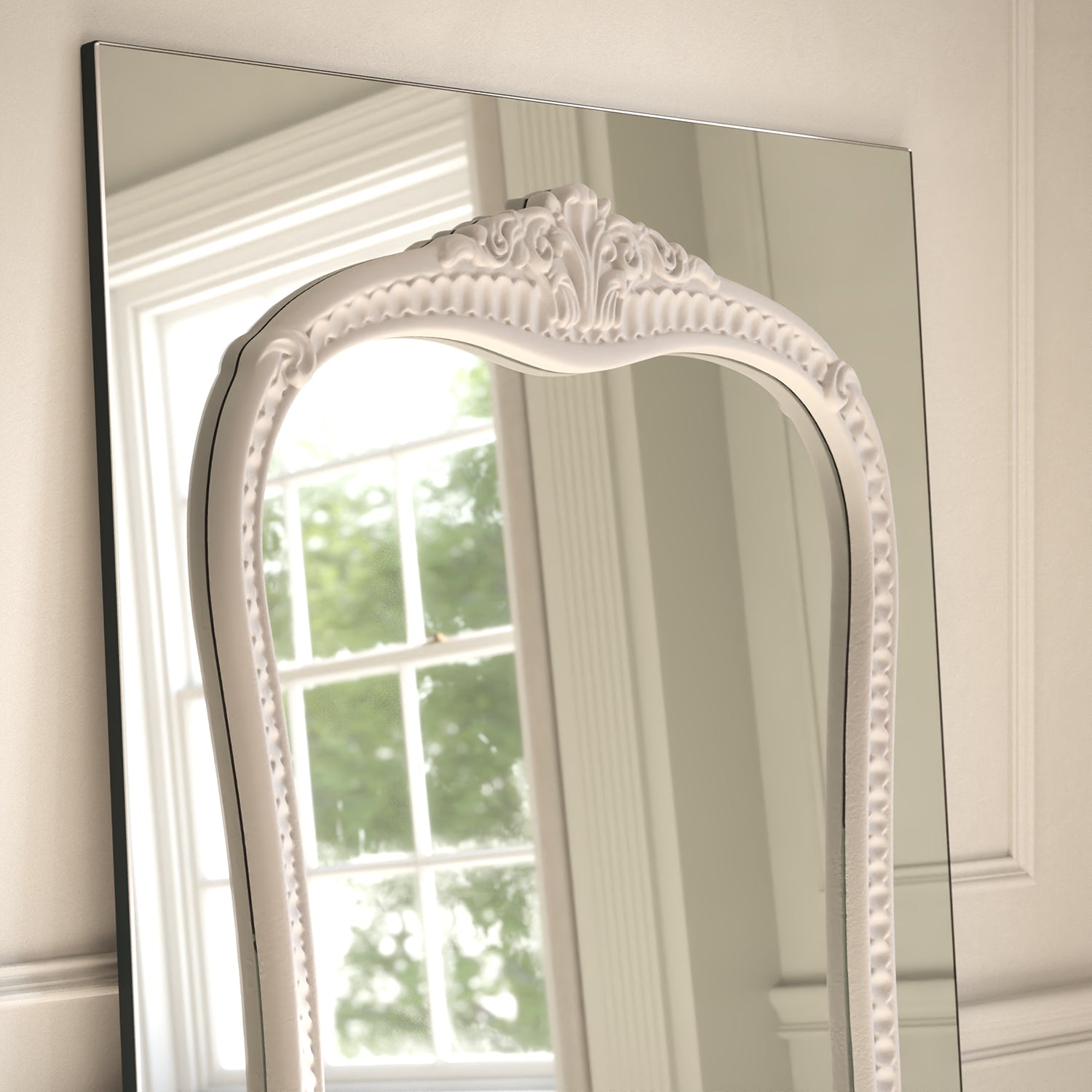 Barocco Frame Within Rectangular Full-Length Leaner Mirror