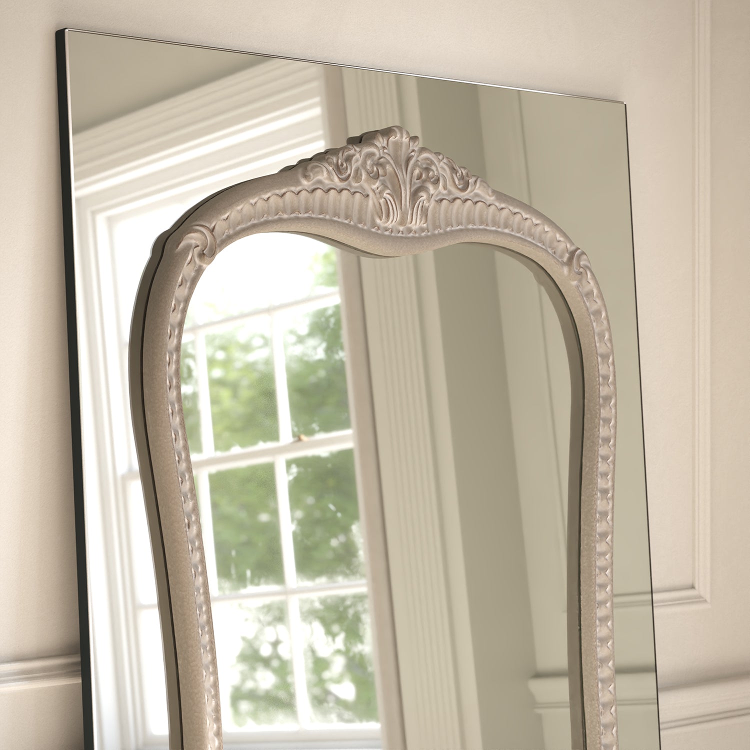 Barocco Frame Within Rectangular Full-Length Leaner Mirror
