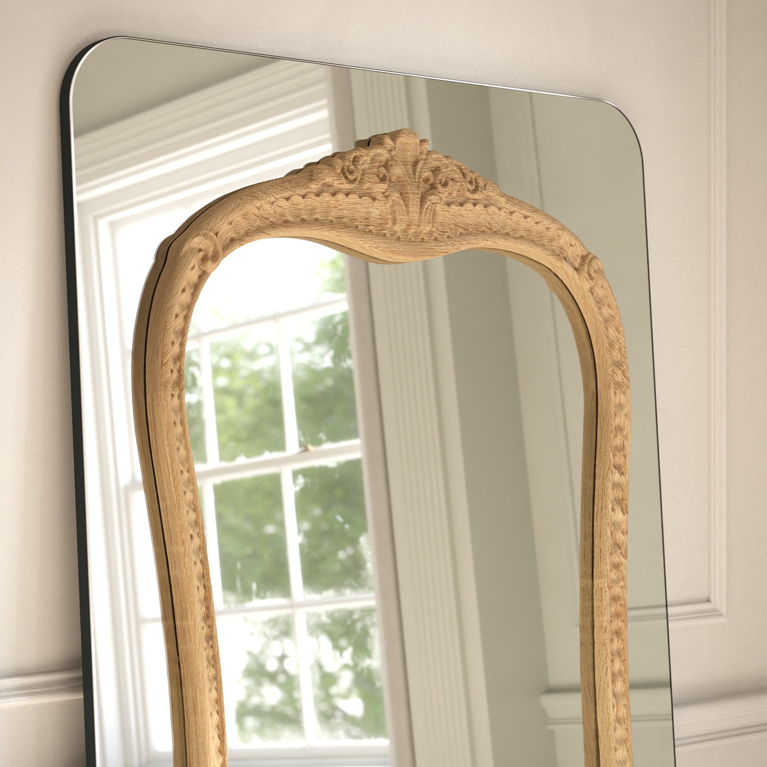 Barocco Frame Within Rounded Rectangle Full-Length Leaner Mirror