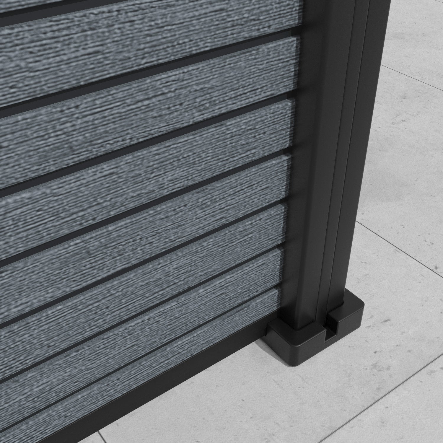 Hudson Pebble Fence Panel - Anthracite - with our aluminium posts
