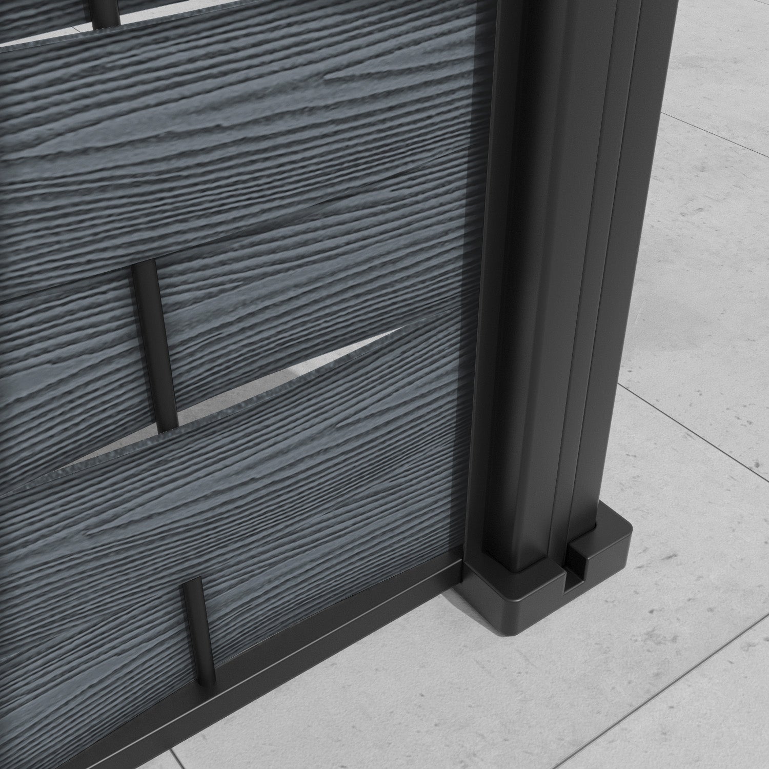Ripple Vida Curved Top Fence Panel - Anthracite - with our aluminium posts