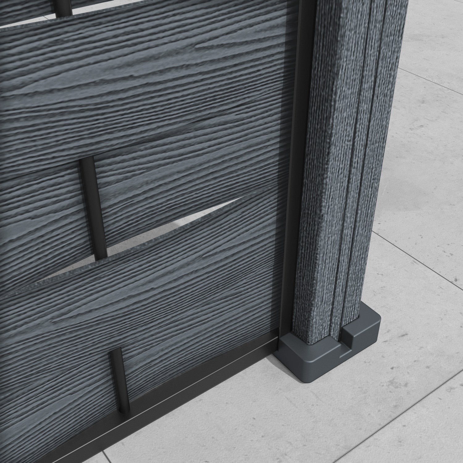 Ripple Laurel Curved Top Fence Panel - Anthracite - with our composite posts