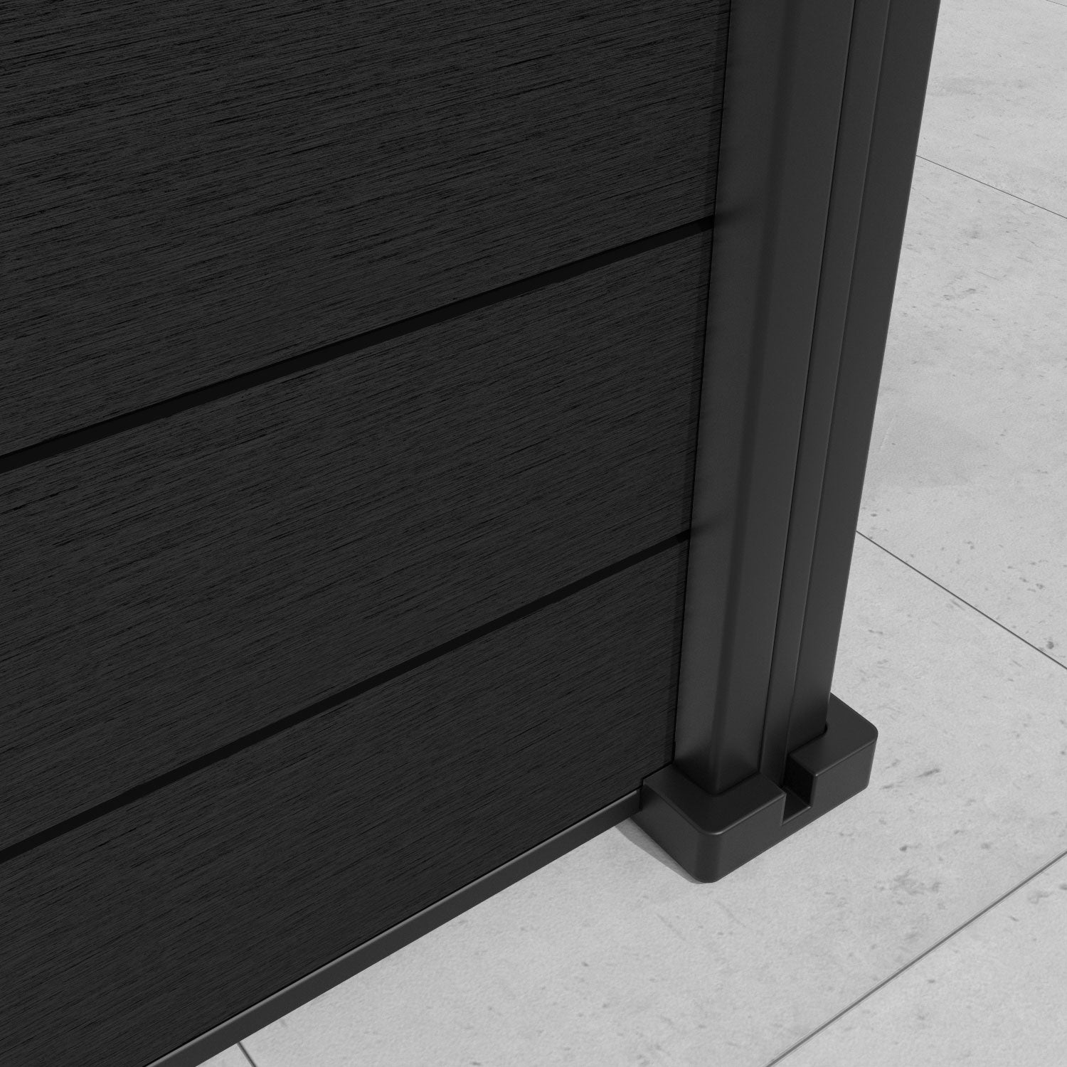 Fusion High Wave Fence Panel - Black - with our aluminium posts