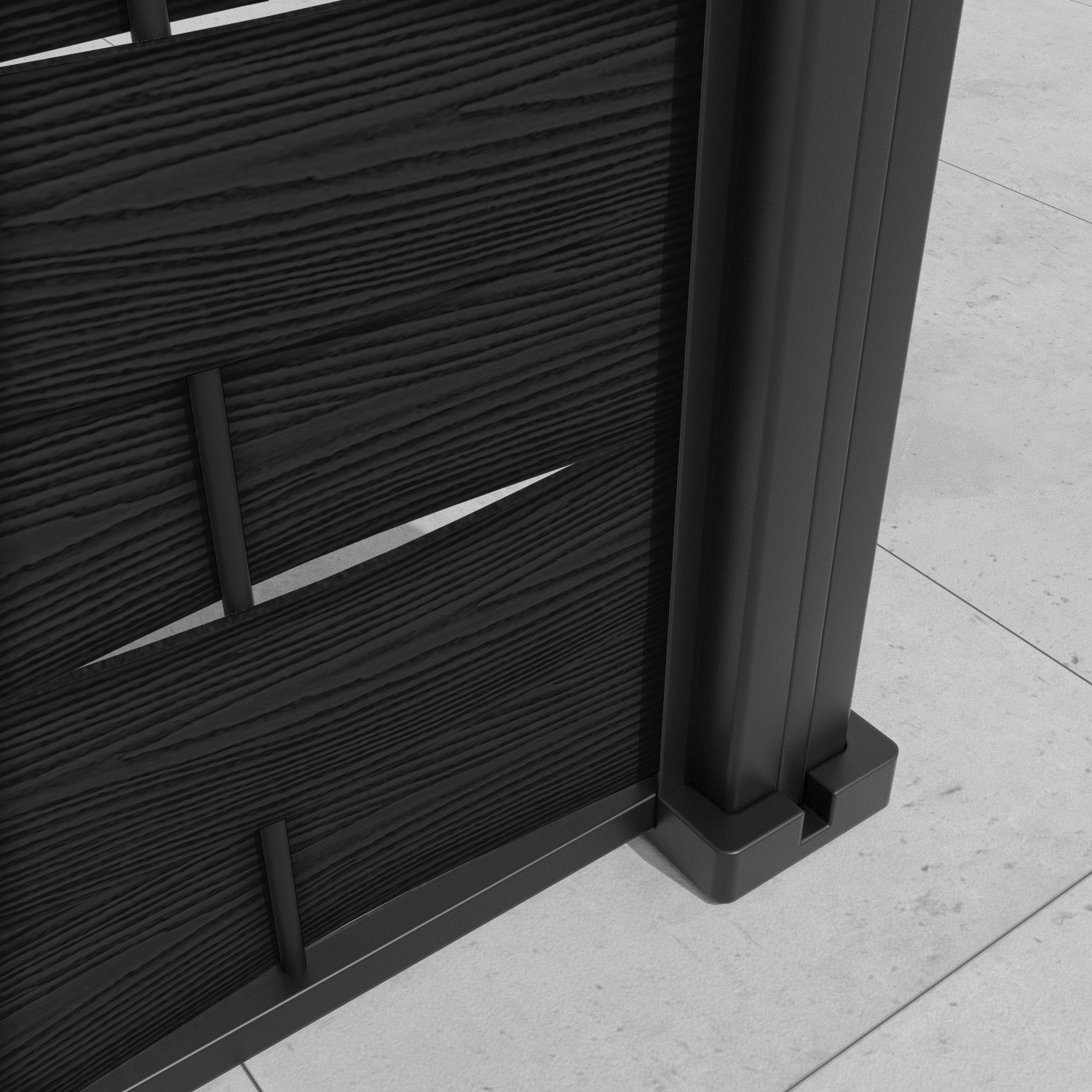 Ripple Vida Fence Panel - Black - with our aluminium posts