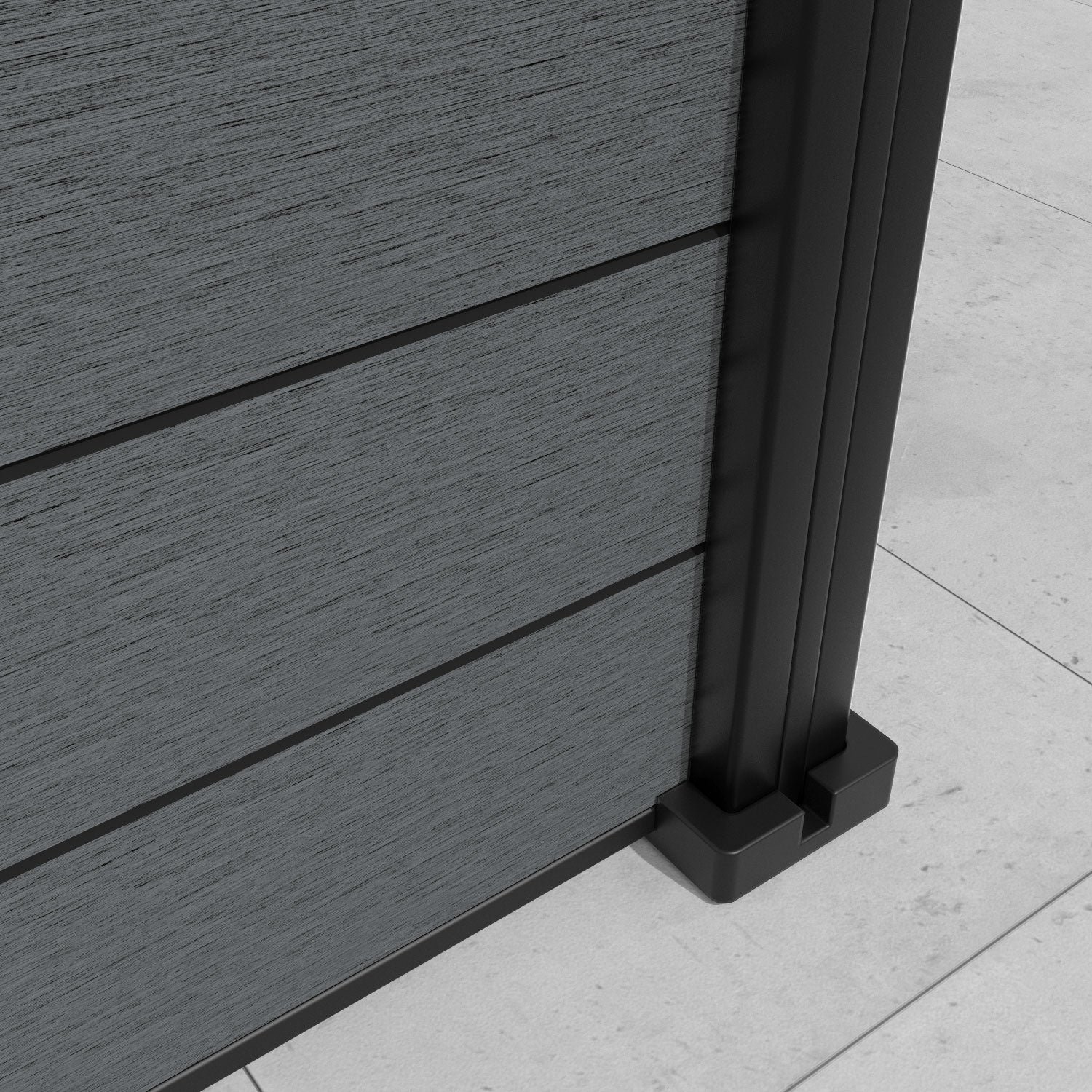Fusion Aspen Curved Top Fence Panel - Dark Grey - with our aluminium posts