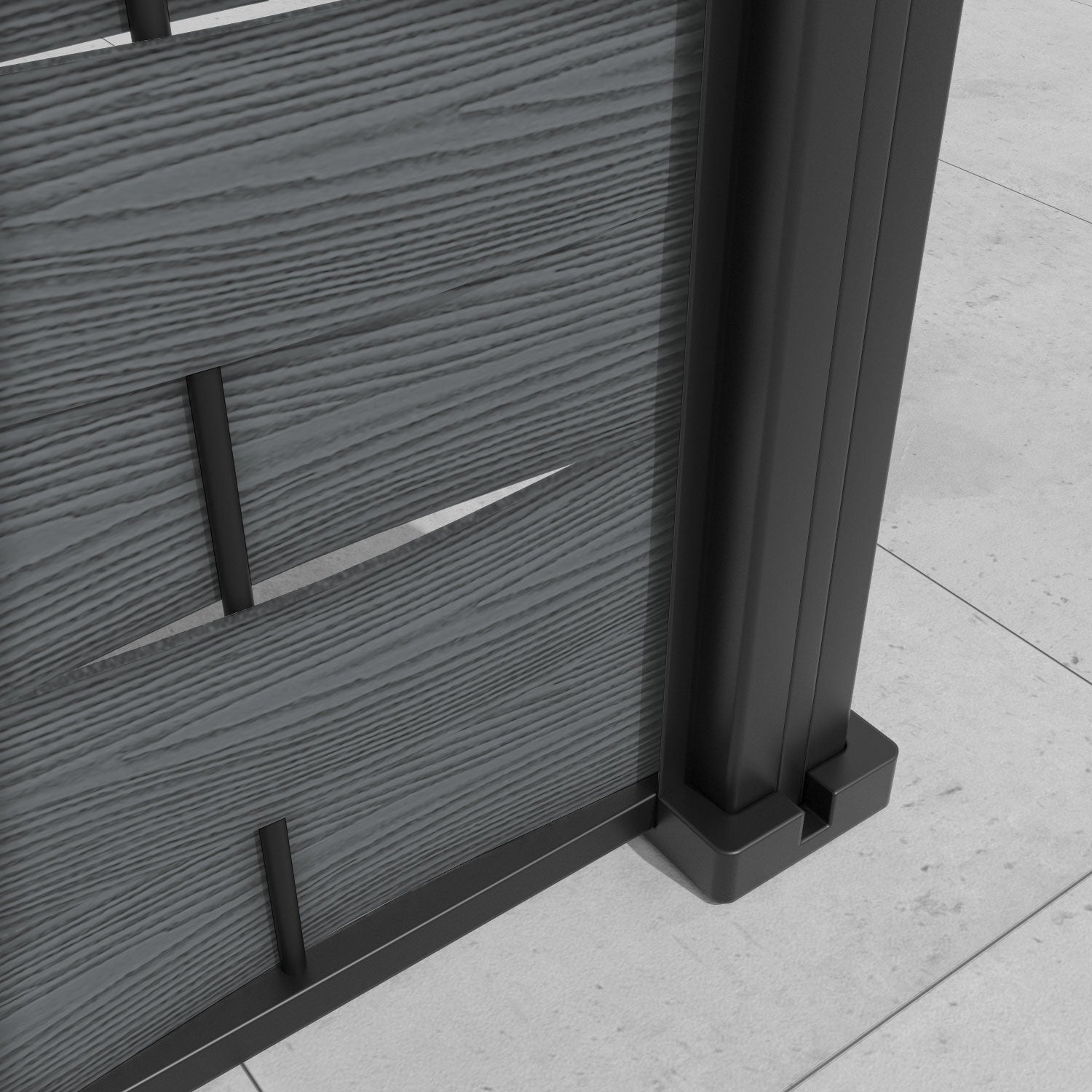 Ripple Nabila Curved Top Fence Panel - Dark Grey - with our aluminium posts