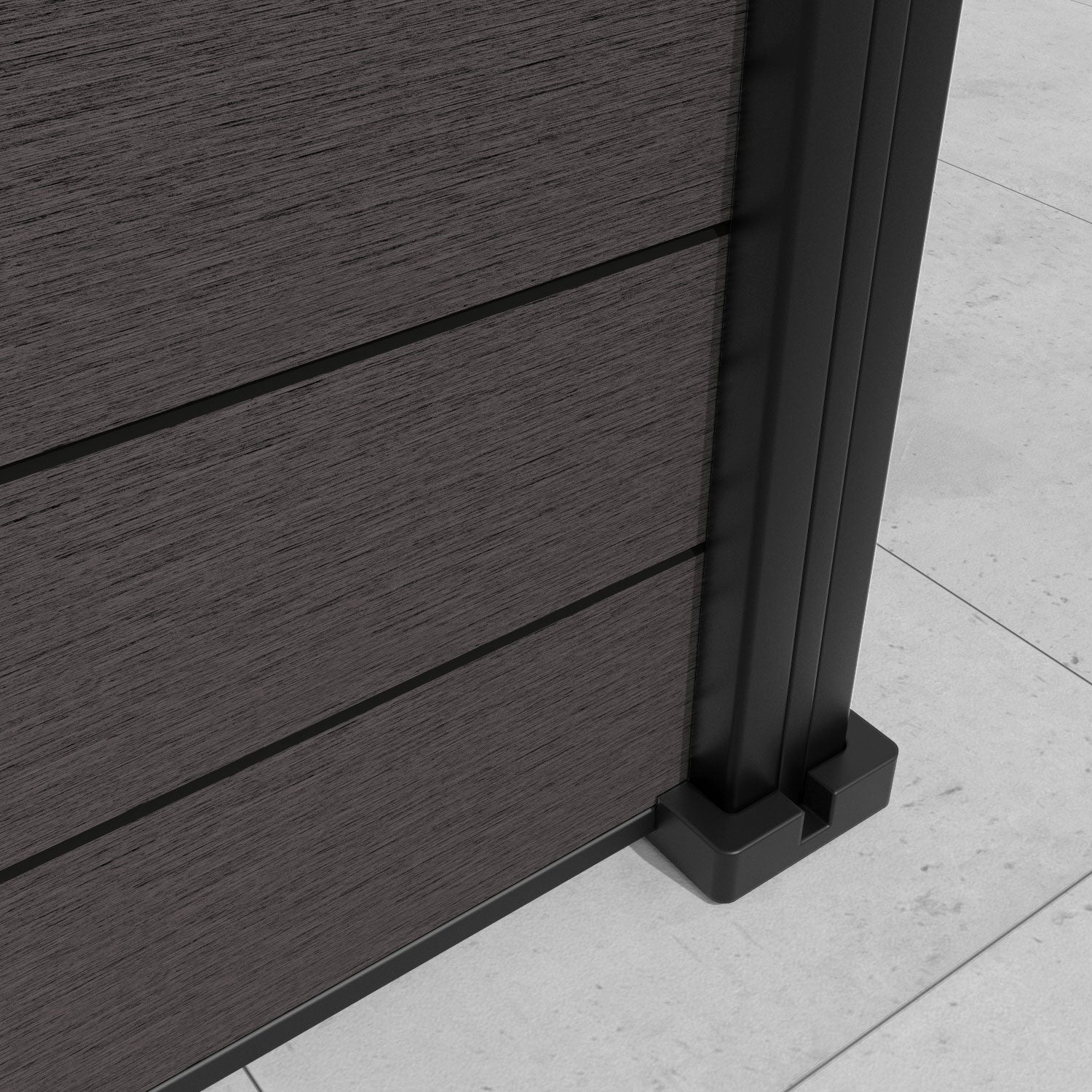 Fusion Pebble Fence Panel - Dark Oak - with our aluminium posts