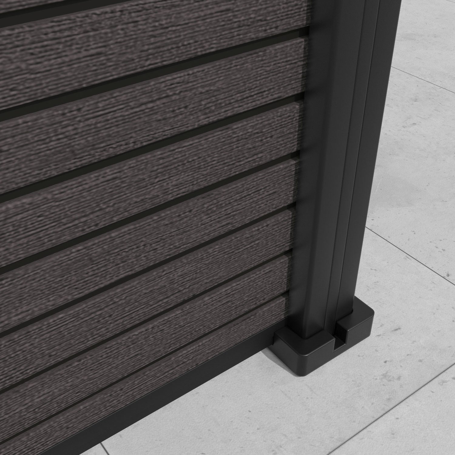 Hudson Poppy Curved Top Fence Panel - Dark Oak - with our aluminium posts