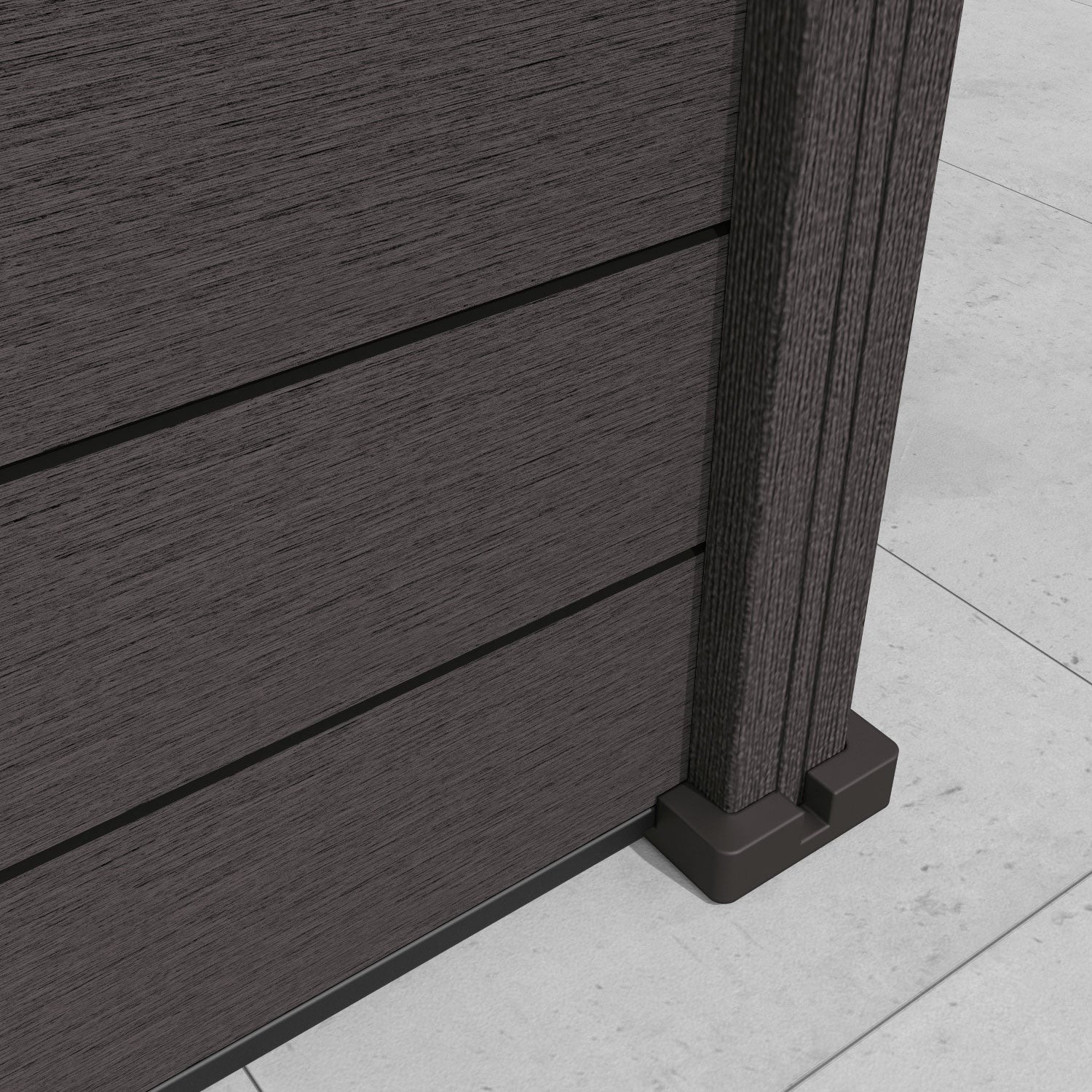 Fusion Plume Fence Panel - Dark Oak - with our composite posts
