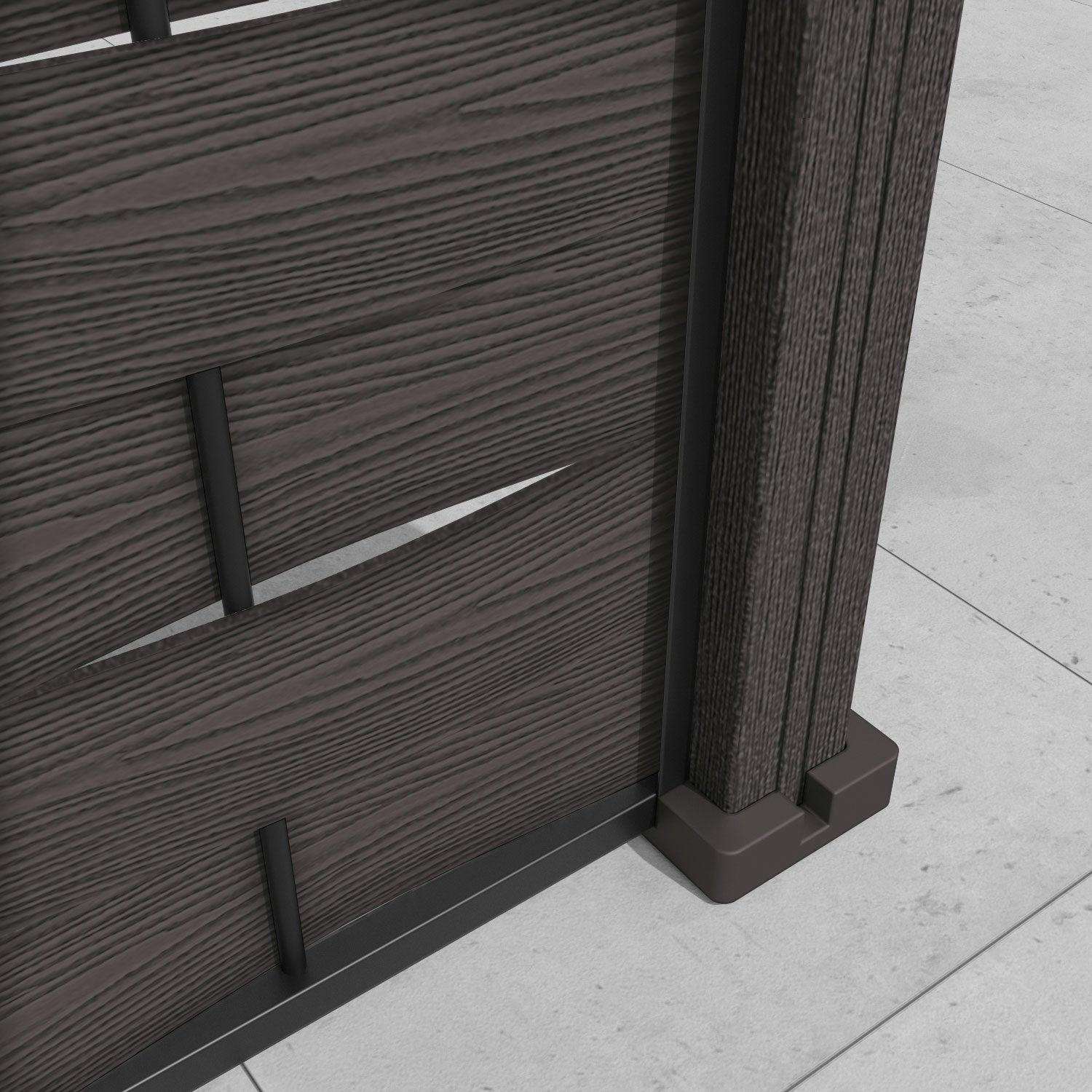 Ripple Laurel Curved Top Fence Panel - Dark Oak - with our composite posts