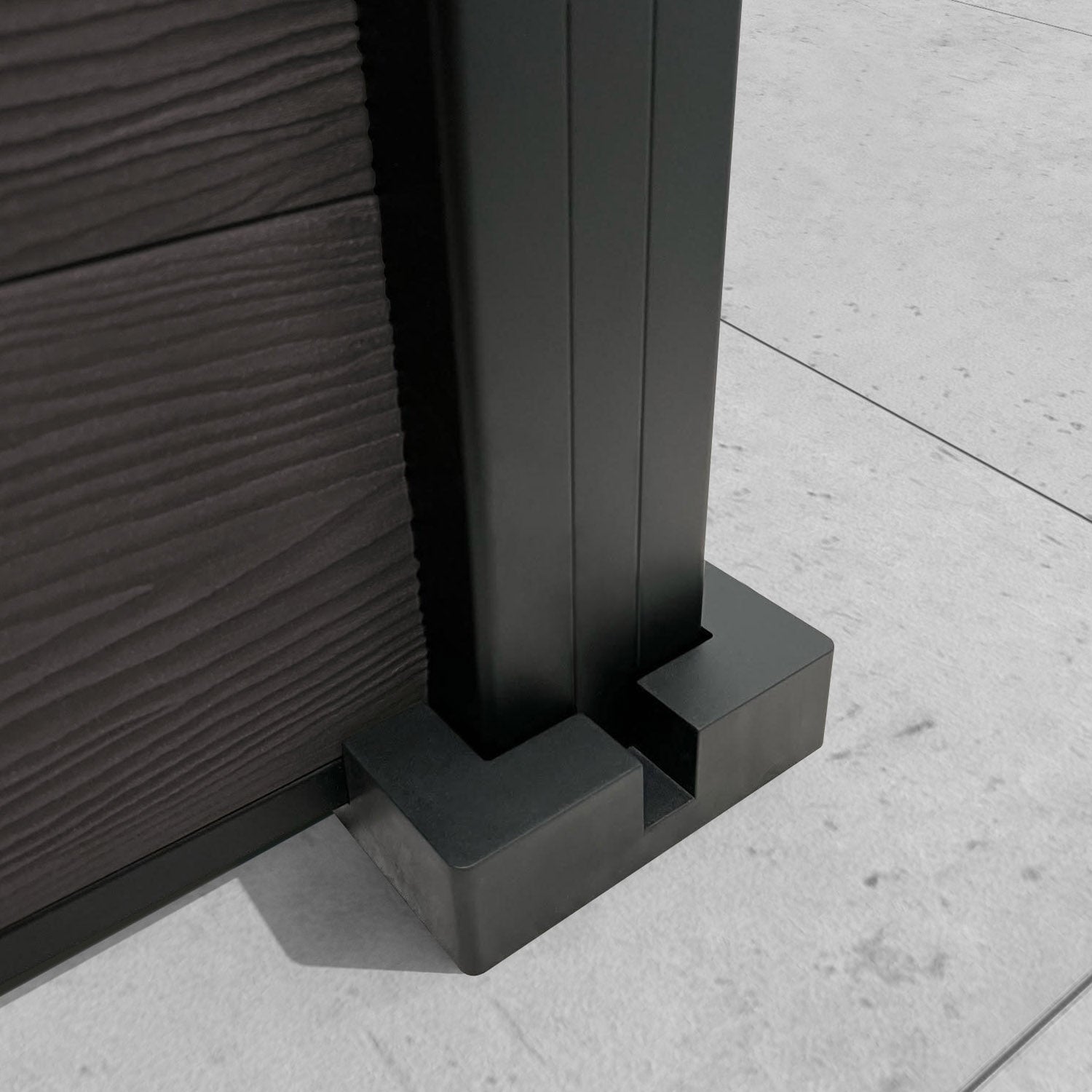 Classic Zaria Curved Top Fence Panel - Dark Oak - with our aluminium posts