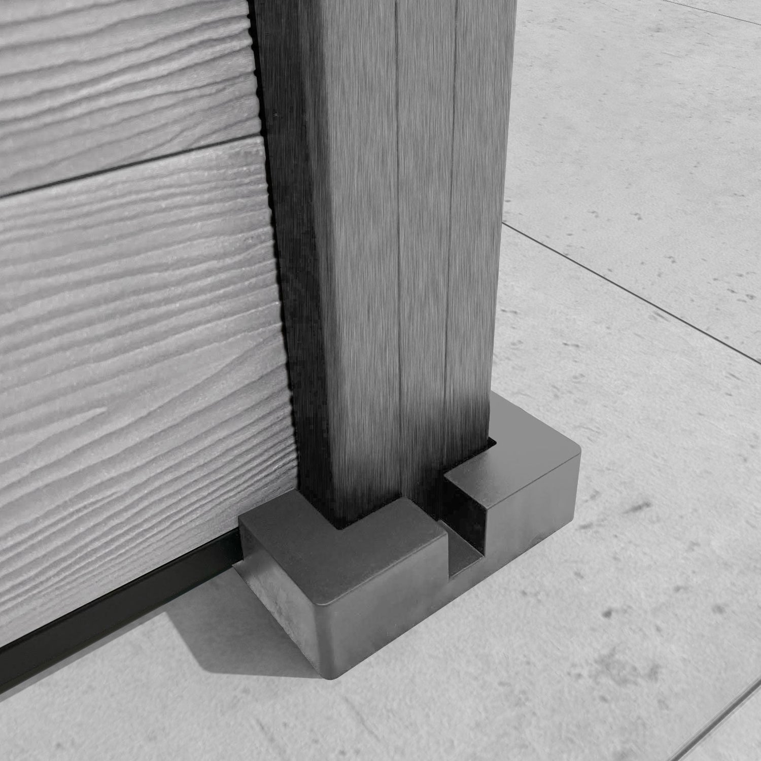 Classic Shatter Split Screen Fence Panel - Light Grey - with our composite posts