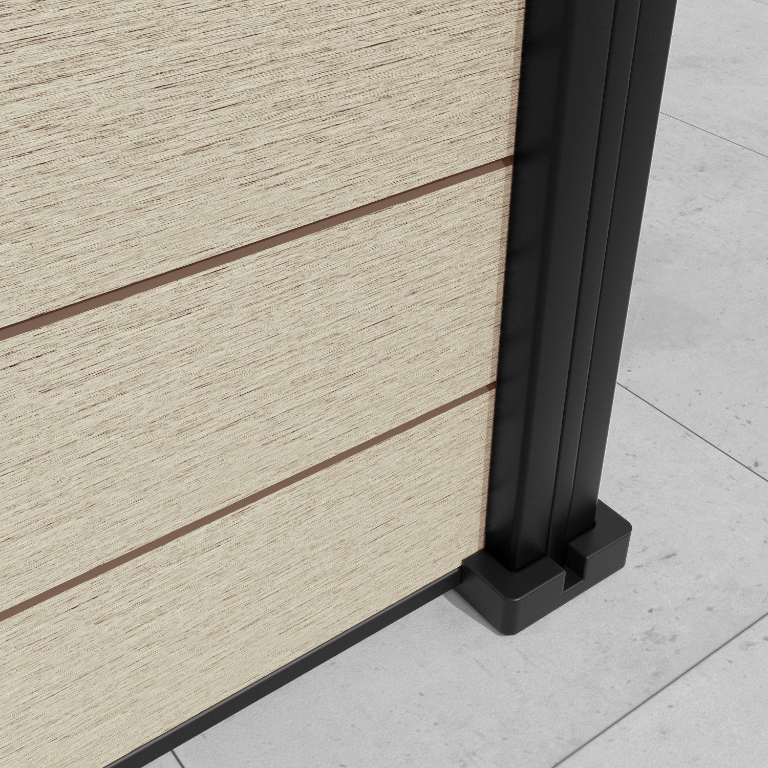 Fusion Cubed Curved Top Fence Panel - Light Oak - with our aluminium posts