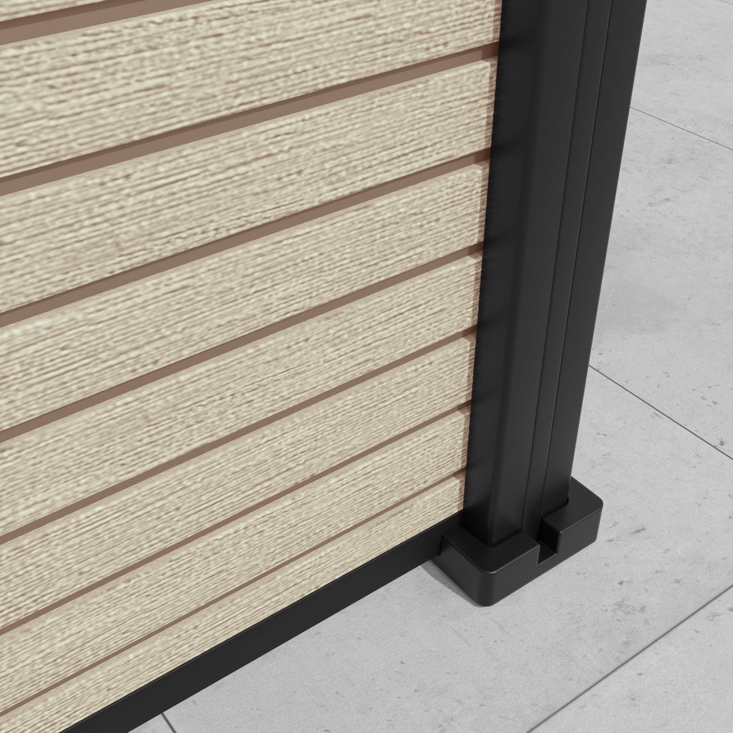 Hudson Laurel Fence Panel - Light Oak - with our aluminium posts
