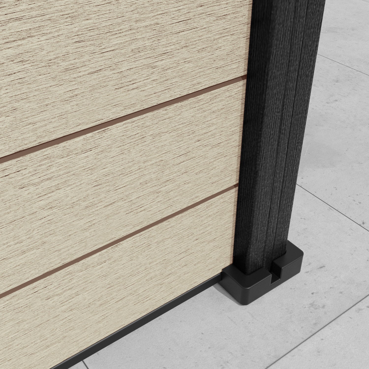 Fusion Oxford Curved Top Fence Panel - Light Oak - with our aluminium posts
