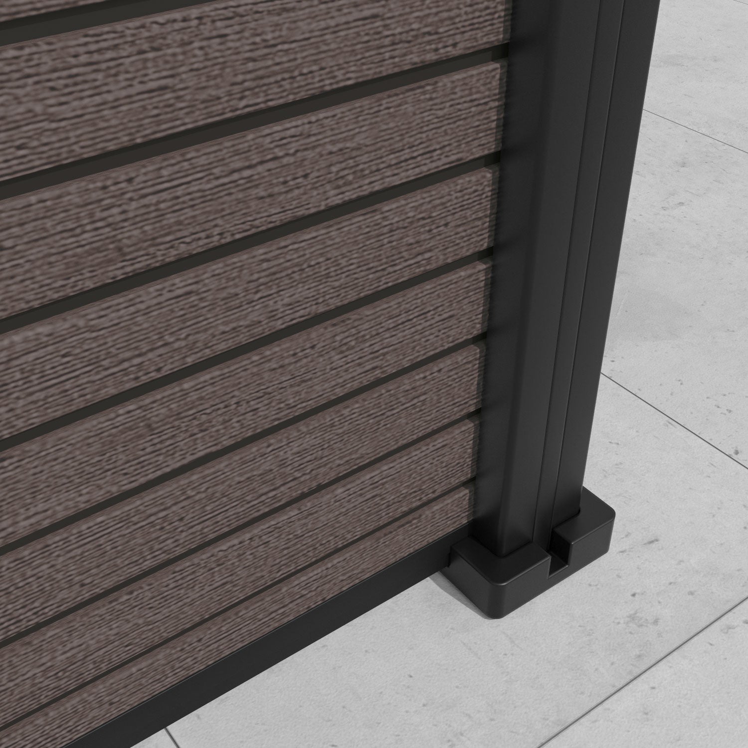 Hudson Laurel Curved Top Fence Panel - Mid Brown - with our aluminium posts