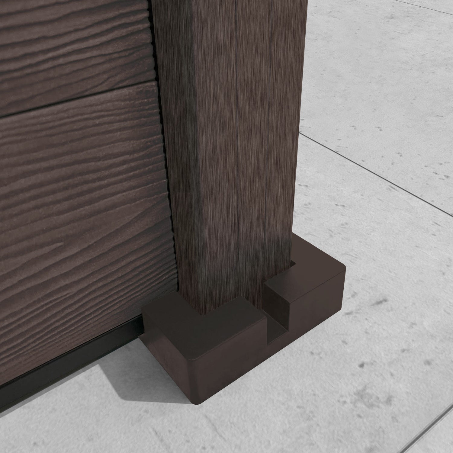 Classic Feather Curved Top Split Screen Fence Panel - Mid Brown - with our composite posts