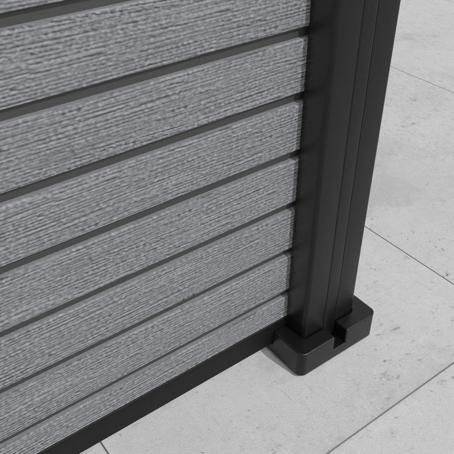 Hudson Poppy Curved Top Fence Panel - Mid Grey - with our aluminium posts