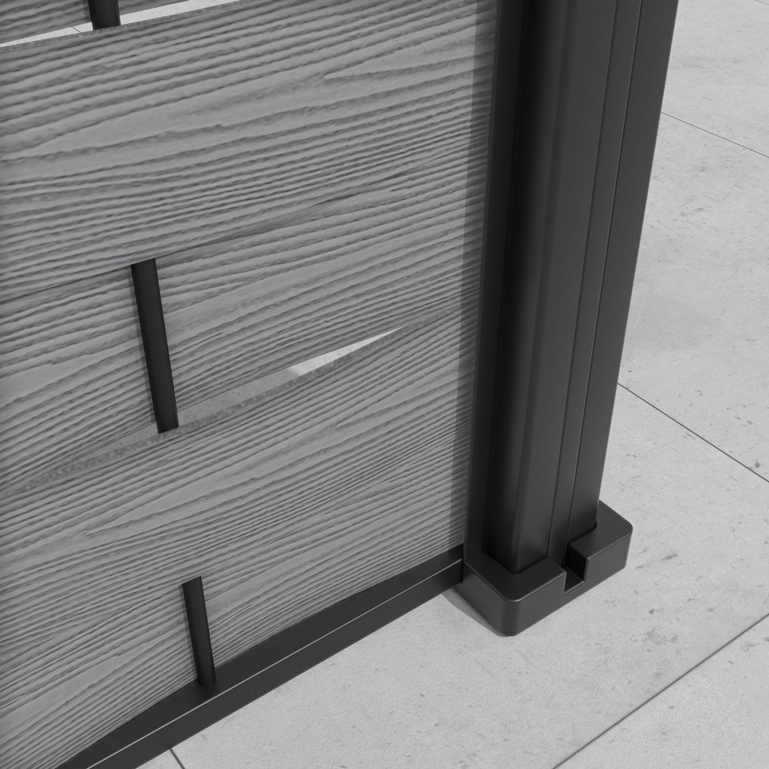 Ripple Zaria Curved Top Fence Panel - Mid Grey - with our aluminium posts