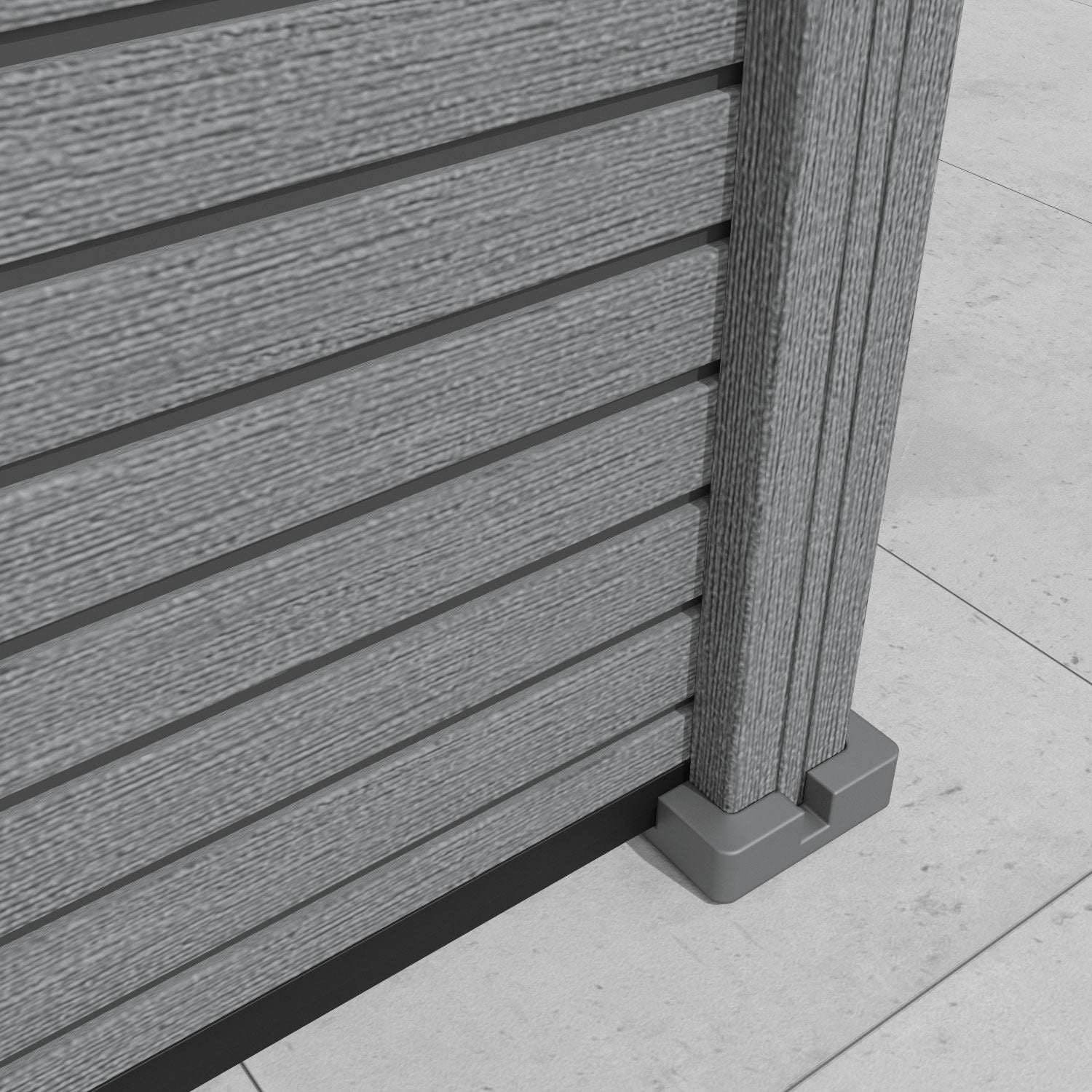 Hudson Poppy Curved Top Fence Panel - Mid Grey - with our composite posts
