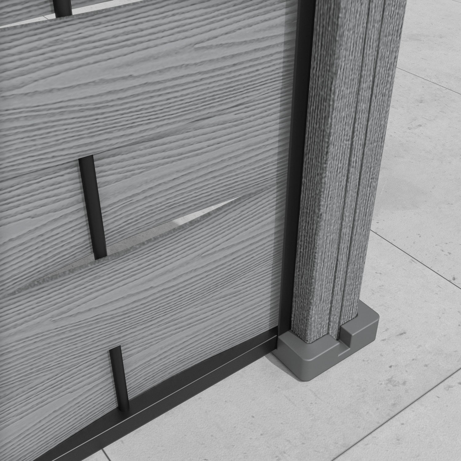 Ripple Laurel Fence Panel - Mid Grey - with our composite posts