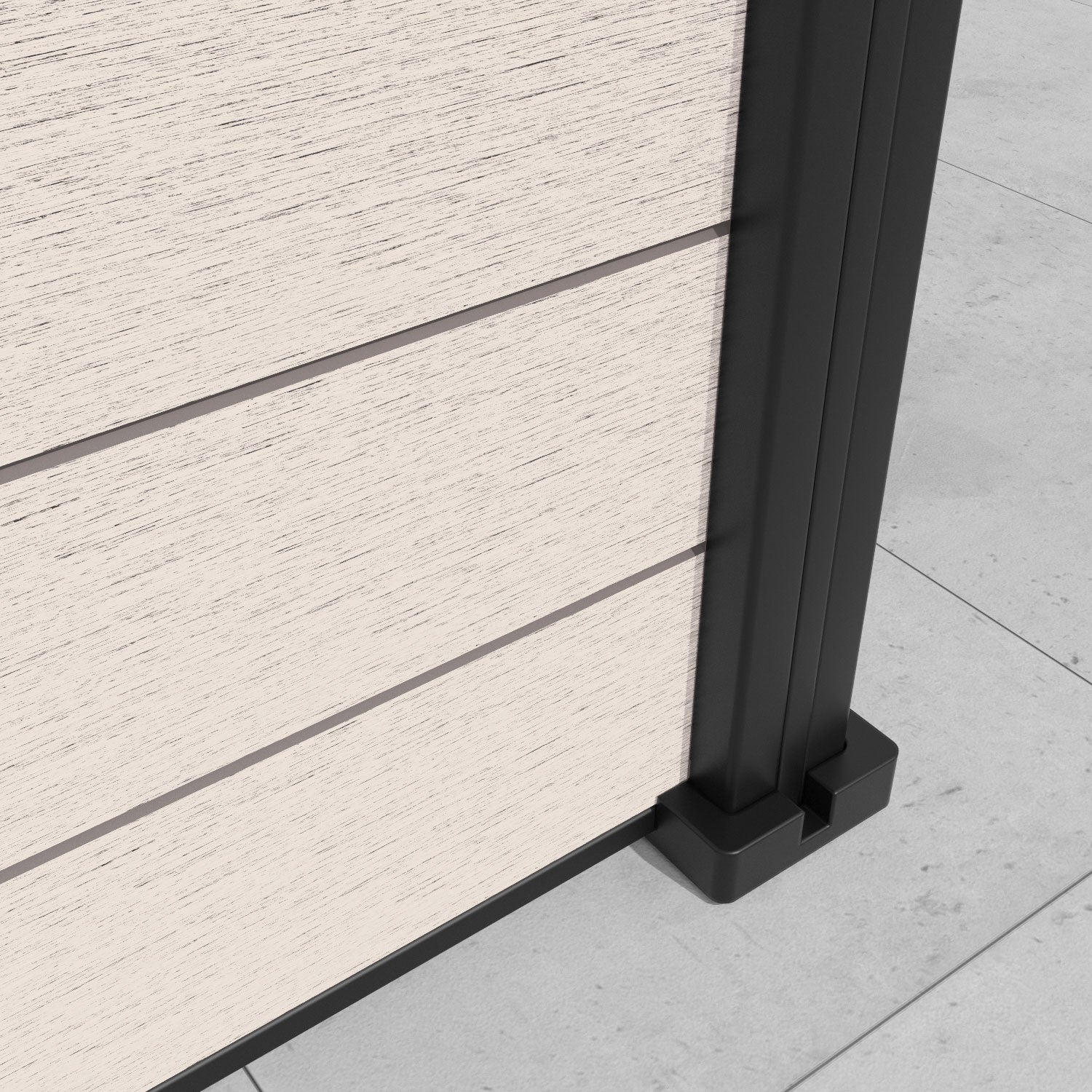 Fusion Feather Curved Top Fence Panel - Mid Stone - with our aluminium posts