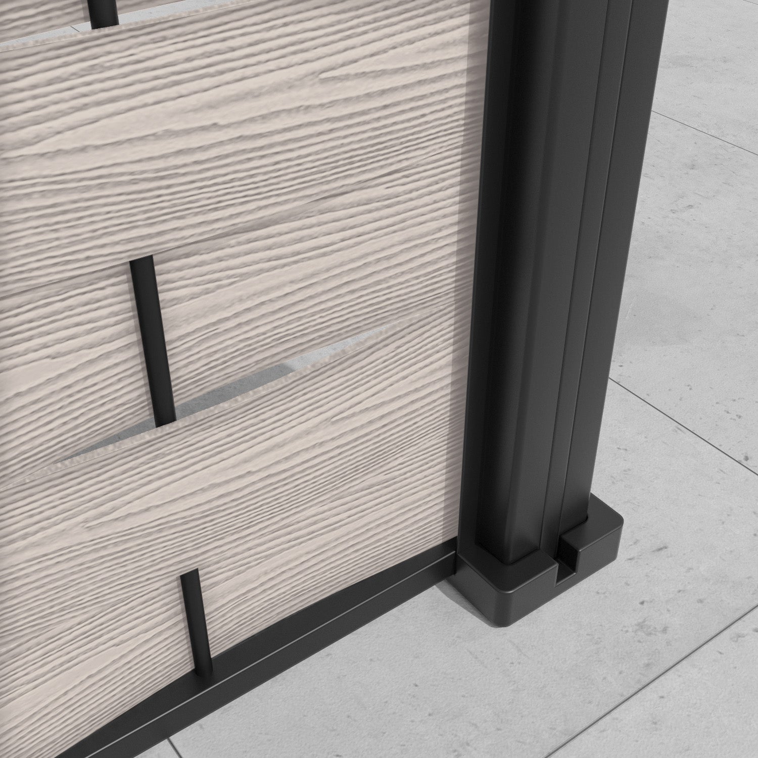 Ripple Zenith Curved Top Fence Panel - Mid Stone - with our aluminium posts