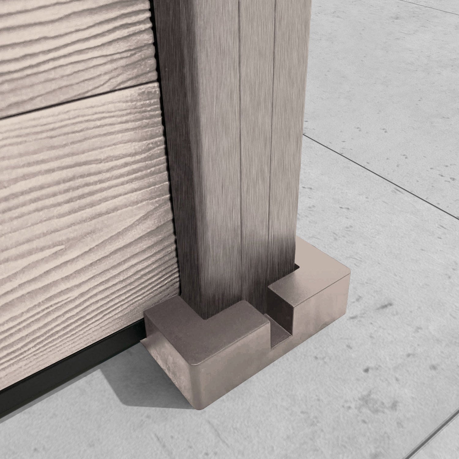 Classic Poppy Curved Top Fence Panel - Mid Stone - with our composite posts