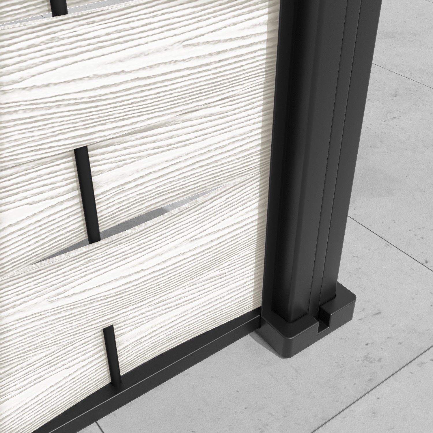 Ripple Poppy Fence Panel - Light Stone - with our aluminium posts