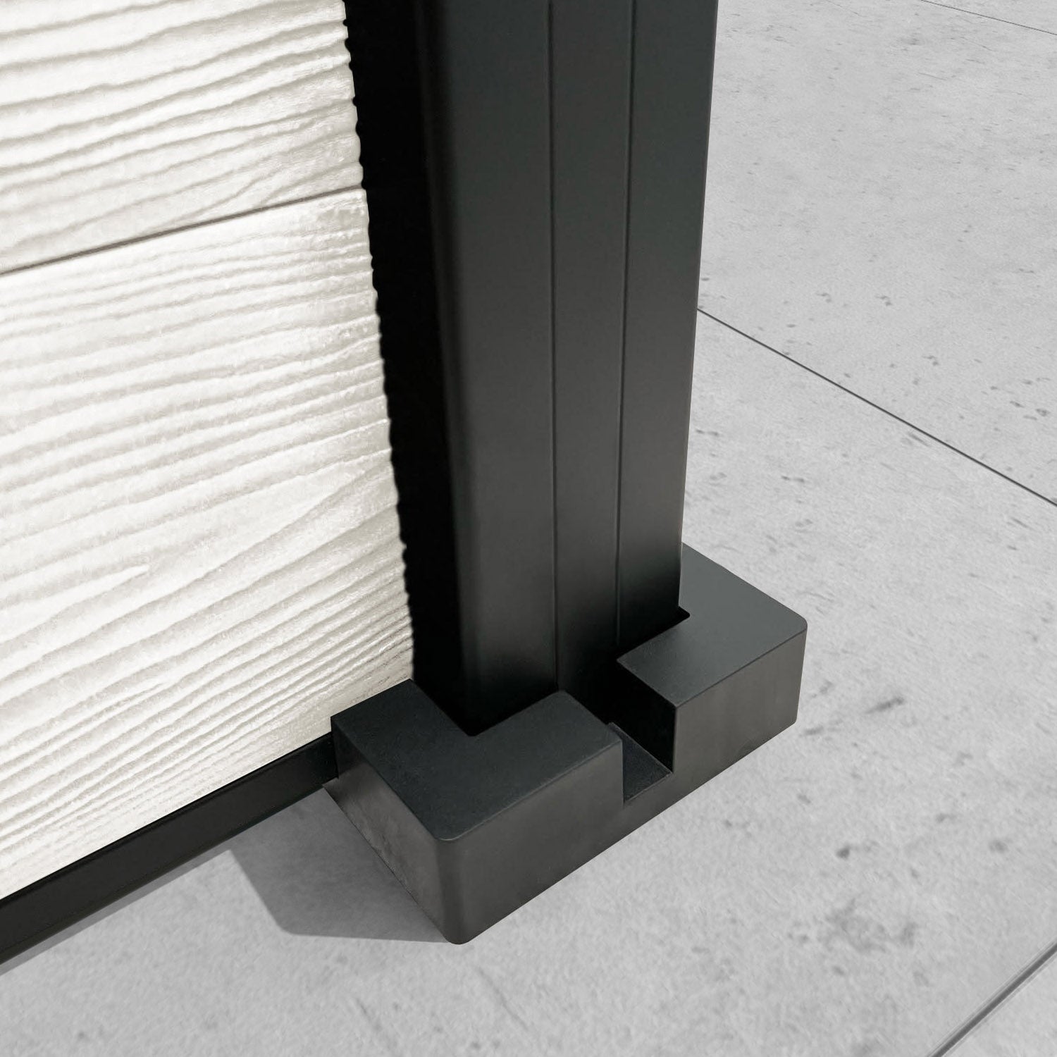 Classic Pebble Curved Top Split Screen Fence Panel - Light Stone - with our aluminium posts