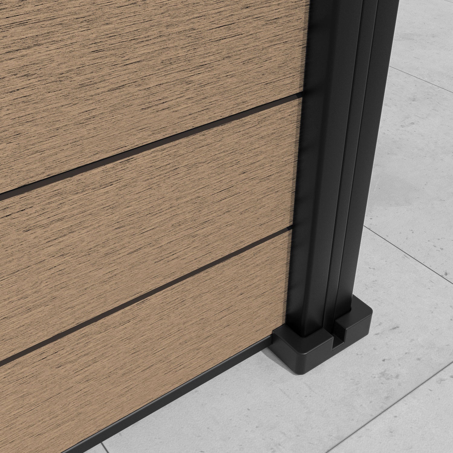 Fusion Twilight Fence Panel - Teak - with our aluminium posts