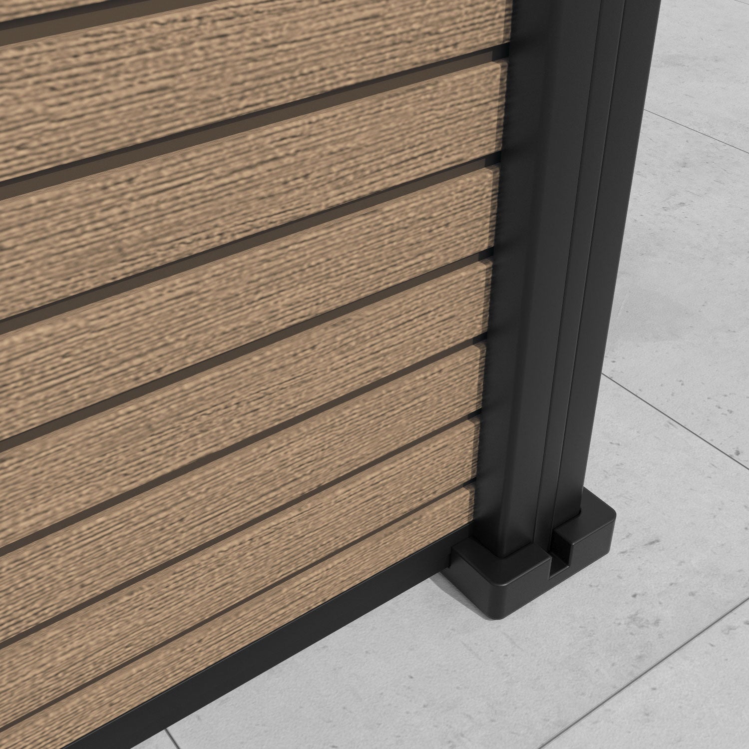 Hudson Vida Curved Top Fence Panel - Teak - with our aluminium posts