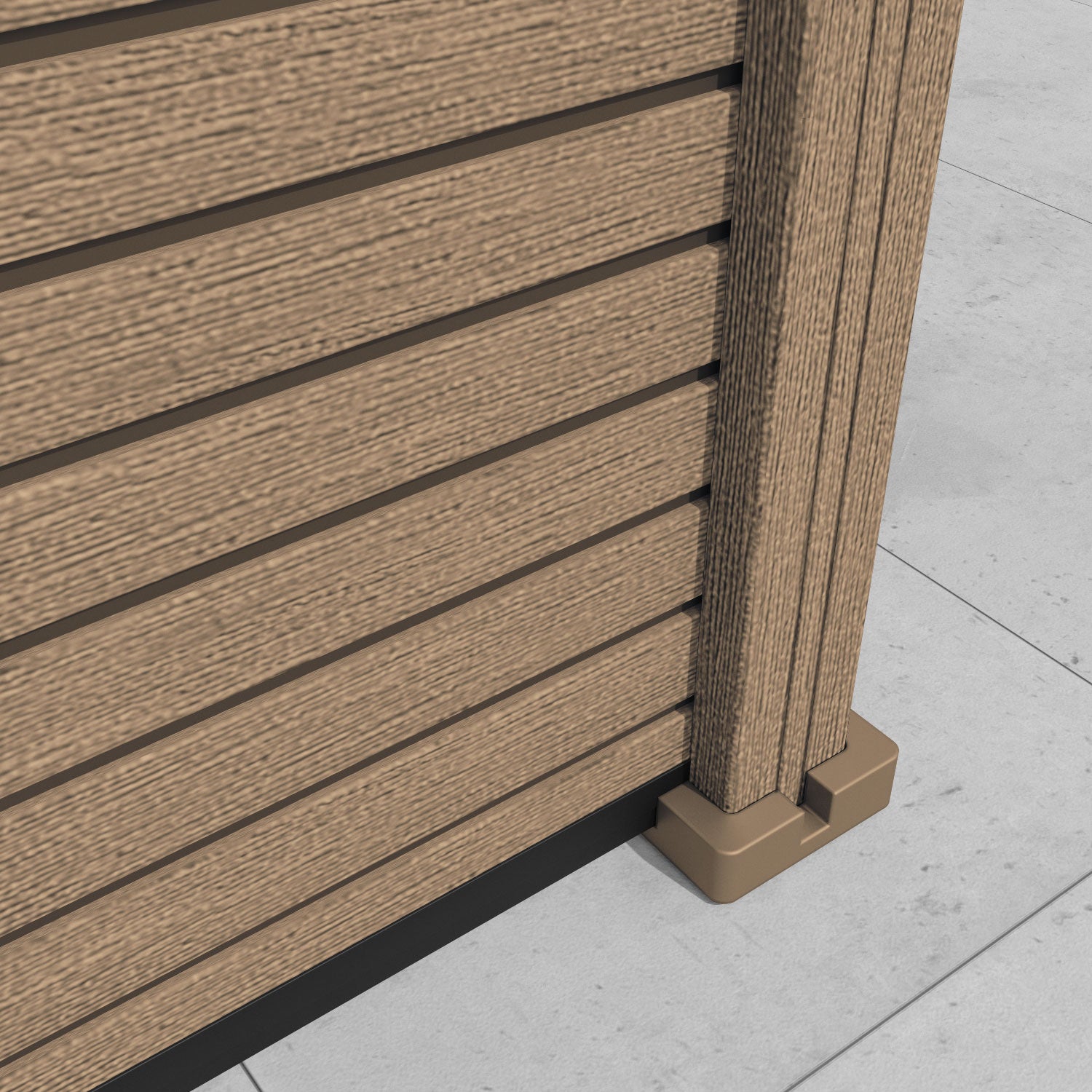 Hudson Vida Fence Panel - Teak - with our composite posts