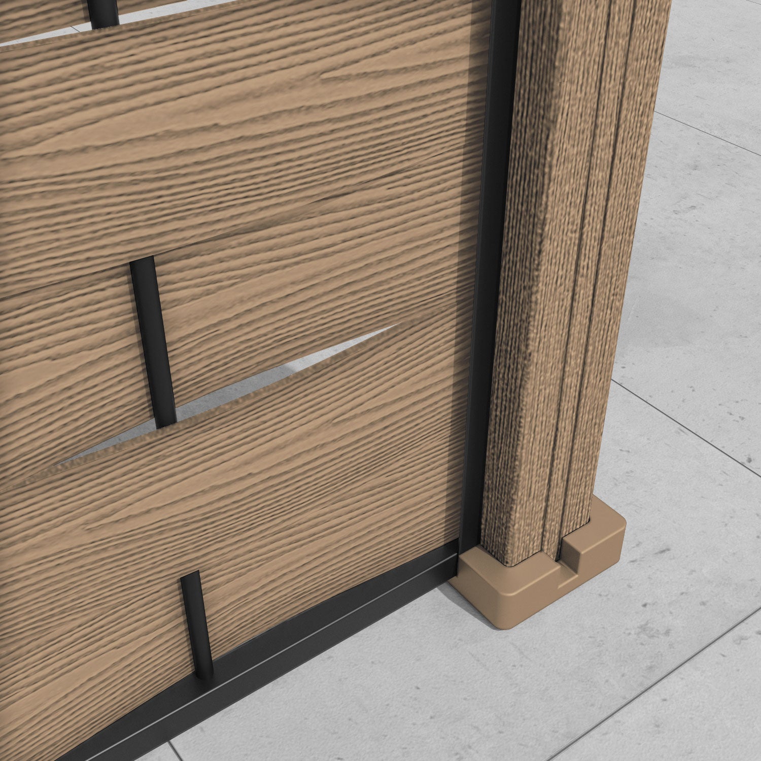 Ripple Zaria Fence Panel - Teak - with our composite posts