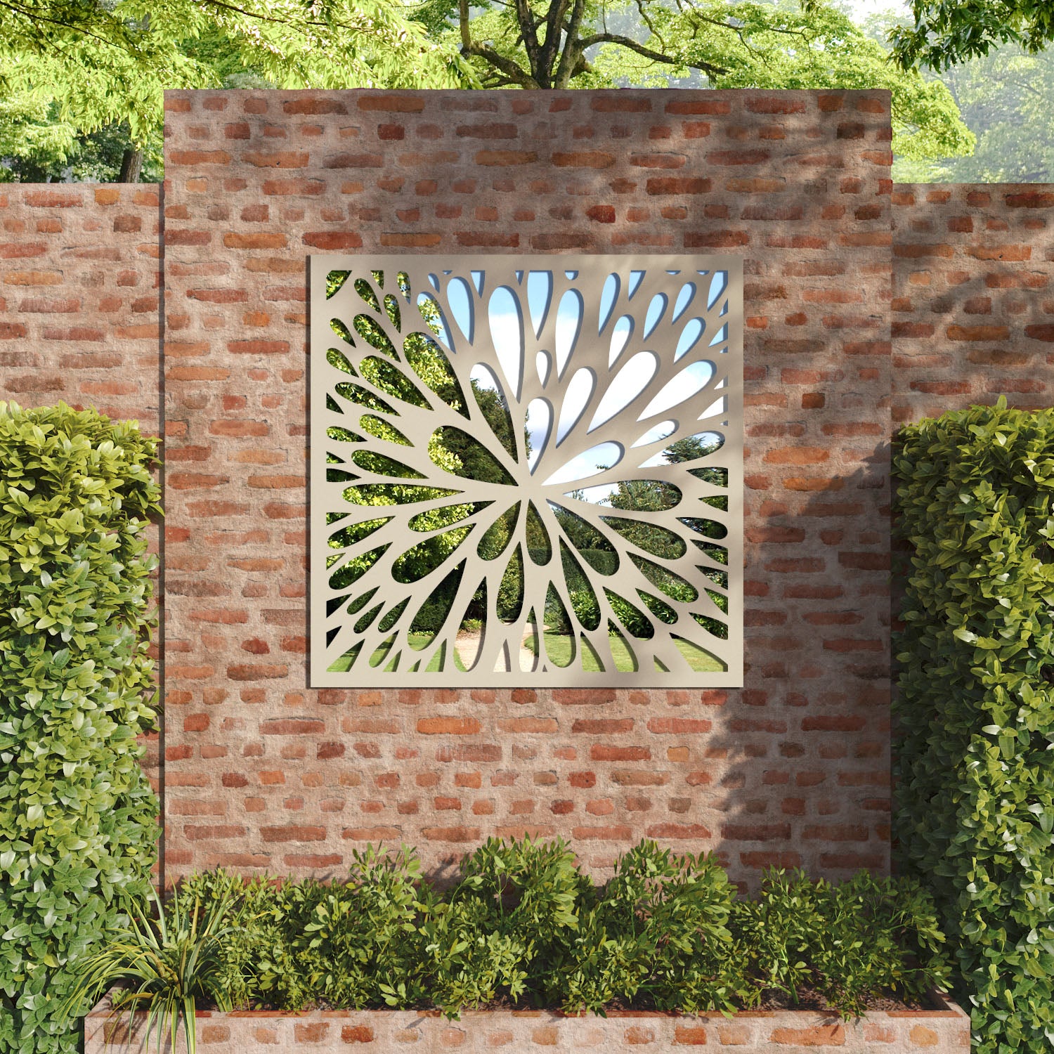 Blossom outdoor decorative mirrored panel